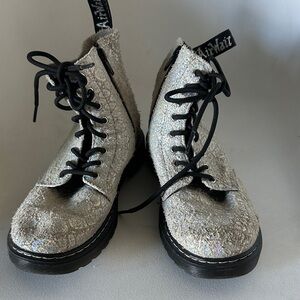 Dr. Martens 1460 Iridescent Silver Suede Pascal J Size US woman 5